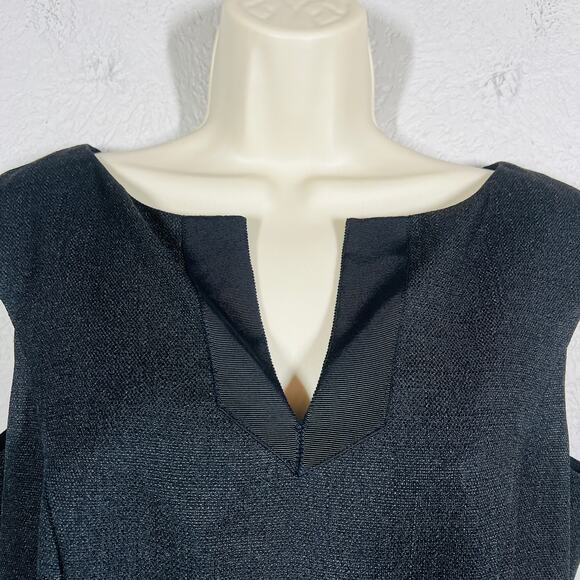 David Meister Sleeveless Sheath Dress Cocktail Black Basic V Neck Pockets - 8 - Picture 3 of 6